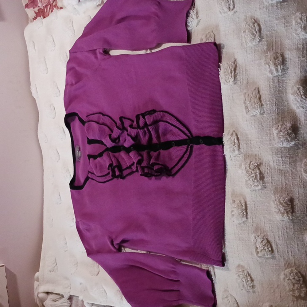 Apt.9 Ruffle Design Button Down Sweater L - image 3